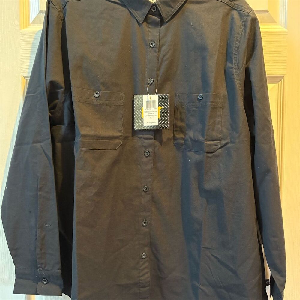 CAT Workwear Oxford Women's XL Black Long Sleeve Button-Up Shirt NWT‎
